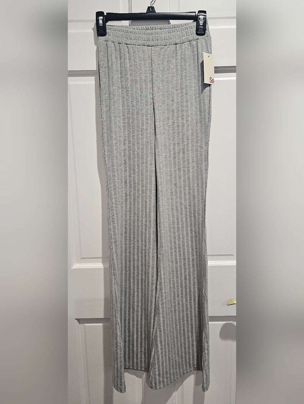 SO Light Gray Ribbed Knit Pants